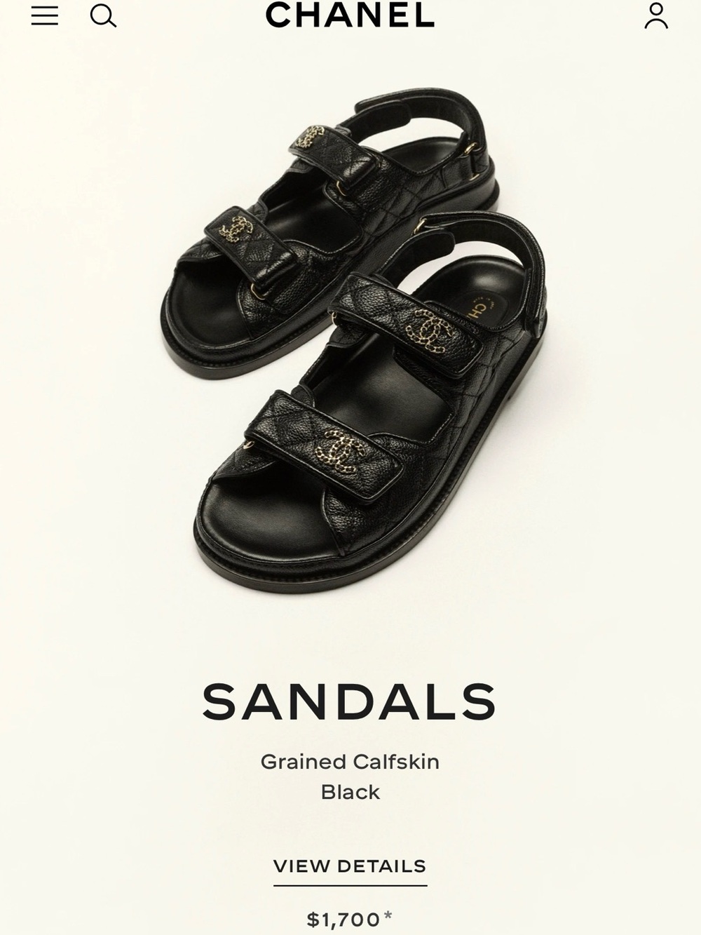 CHANEL Black Quilted Leather Double-Strap Sandals with Gold CC Logo